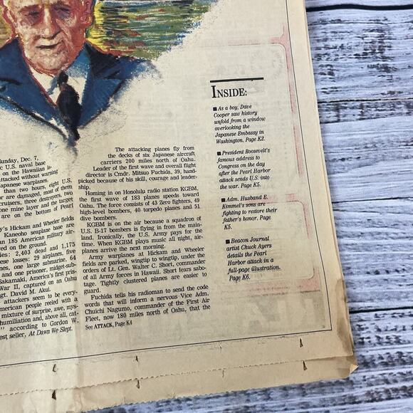 Vintage Akron Beacon Journal Newspaper Dec 1 1991/Dec 7 1941 Pearl Harbor Infamy - Picture 7 of 16